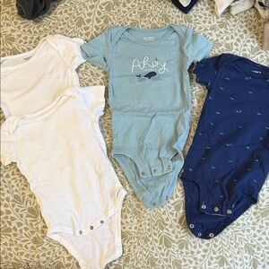Baby One-Piece Set - Light Blue, Navy, White BUNDLE